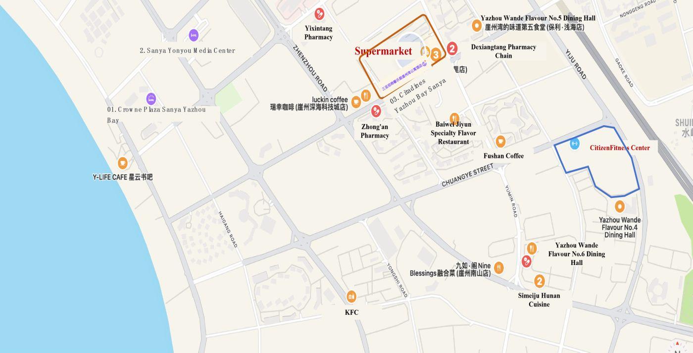 Map of the area surrounding the competition venue
