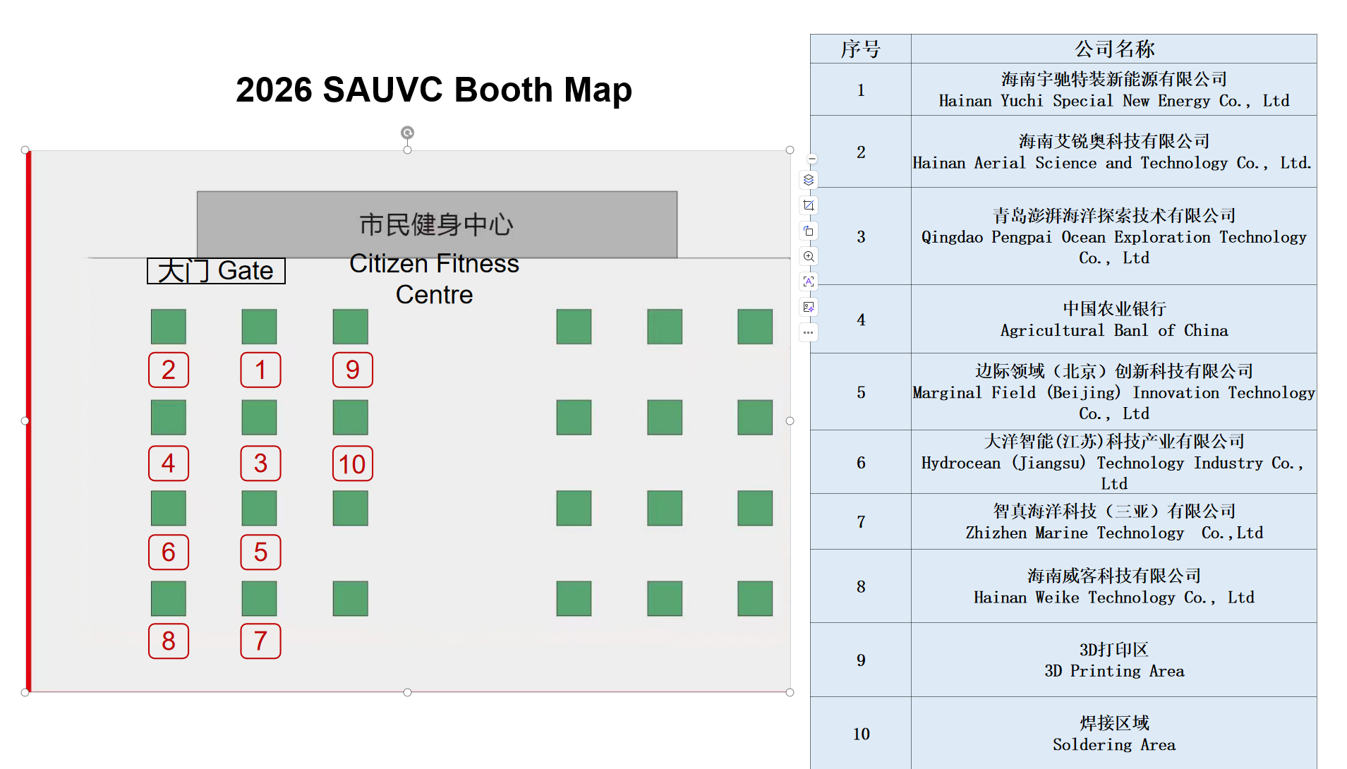 2026 SAUVC Booth Map